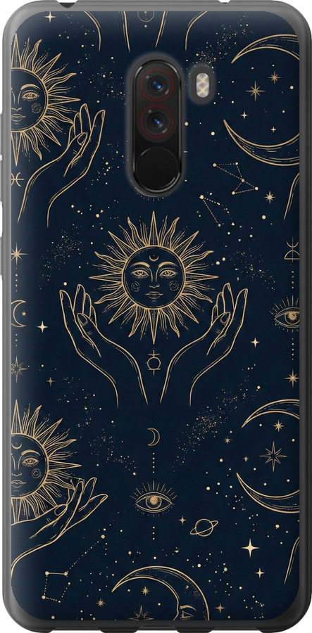 Celestial Harmony: Sun & Moon Gold Mystic Pattern