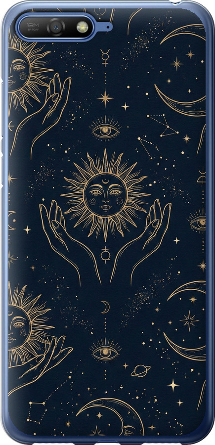 Celestial Harmony: Sun & Moon Gold Mystic Pattern