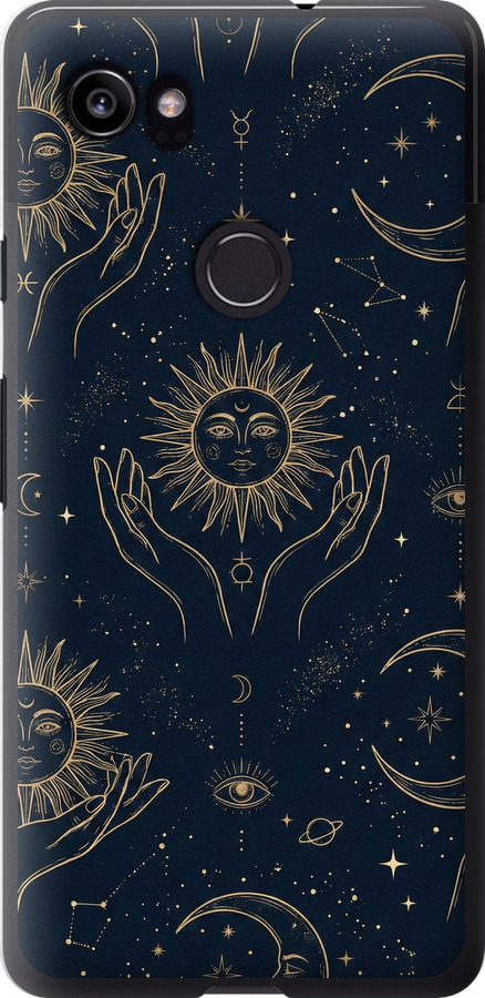 Celestial Harmony: Sun & Moon Gold Mystic Pattern
