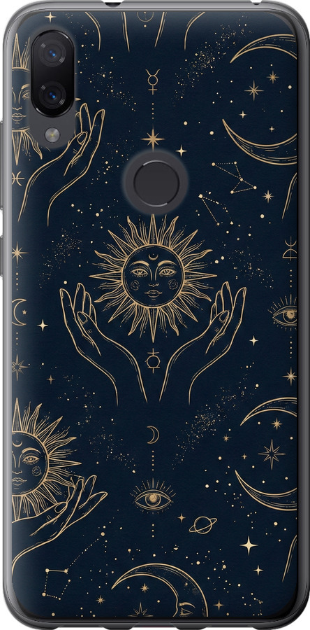 Celestial Harmony: Sun & Moon Gold Mystic Pattern
