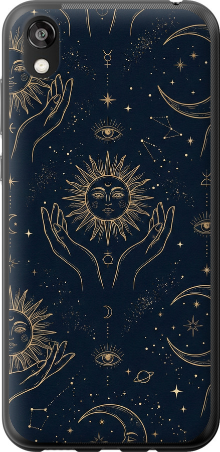 Celestial Harmony: Sun & Moon Gold Mystic Pattern