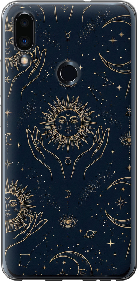 Celestial Harmony: Sun & Moon Gold Mystic Pattern