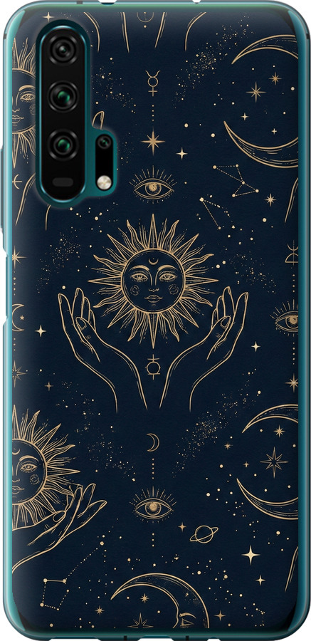 Celestial Harmony: Sun & Moon Gold Mystic Pattern