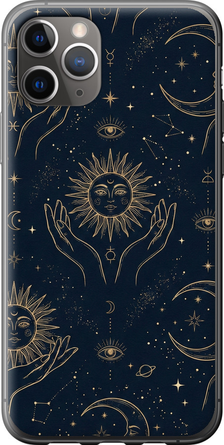 Celestial Harmony: Sun & Moon Gold Mystic Pattern