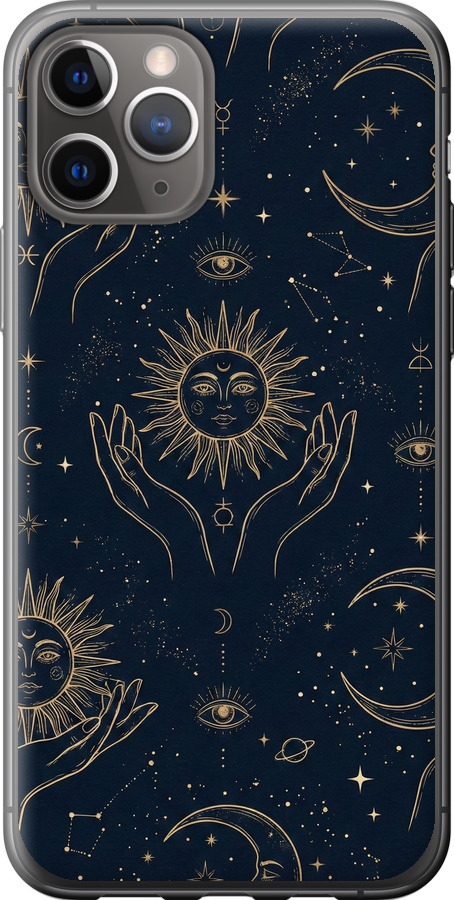 Celestial Harmony: Sun & Moon Gold Mystic Pattern