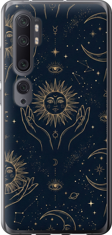 Celestial Harmony: Sun & Moon Gold Mystic Pattern