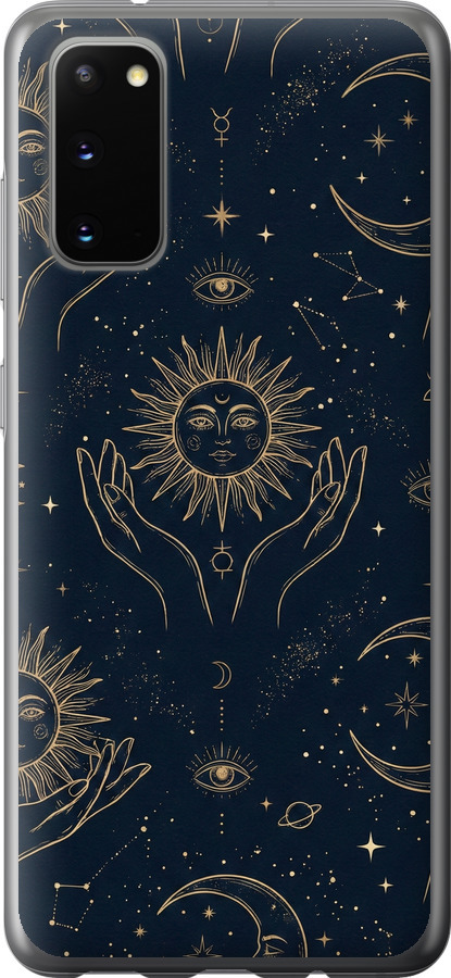 Celestial Harmony: Sun & Moon Gold Mystic Pattern