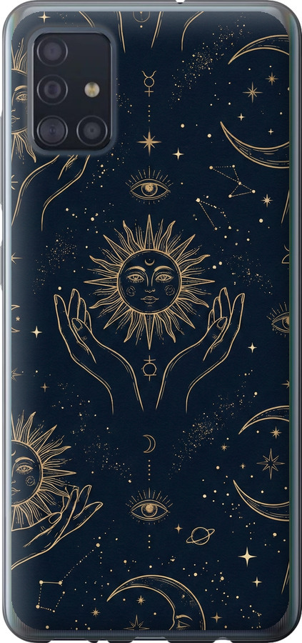 Celestial Harmony: Sun & Moon Gold Mystic Pattern