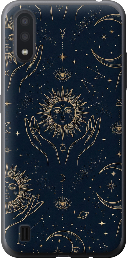 Celestial Harmony: Sun & Moon Gold Mystic Pattern