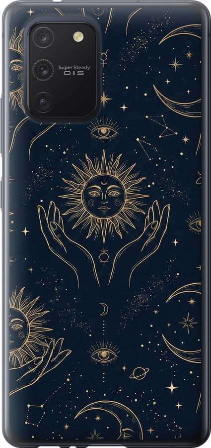 Celestial Harmony: Sun & Moon Gold Mystic Pattern