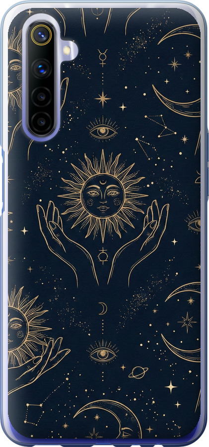 Celestial Harmony: Sun & Moon Gold Mystic Pattern