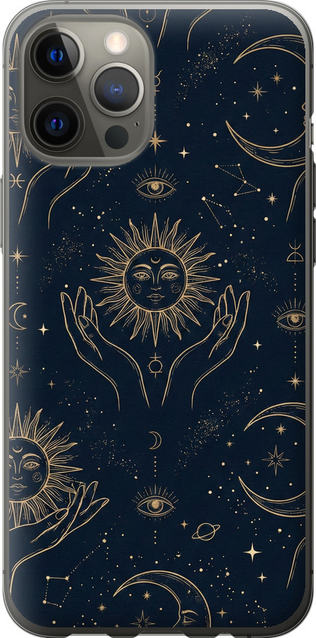Celestial Harmony: Sun & Moon Gold Mystic Pattern