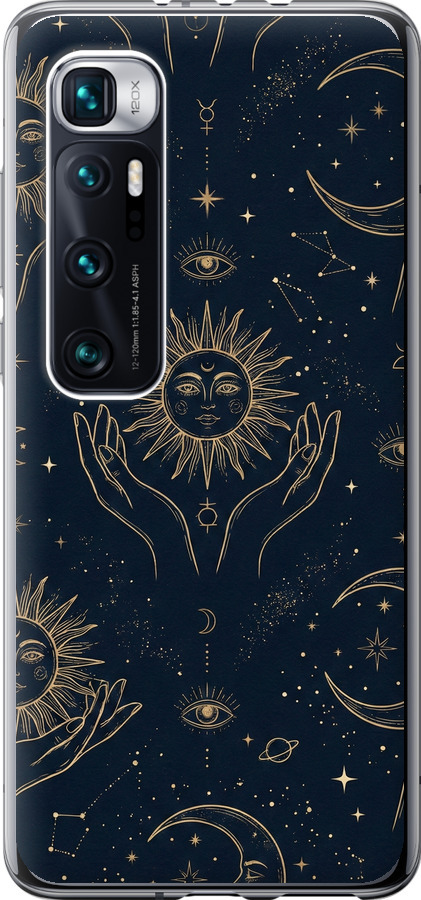Celestial Harmony: Sun & Moon Gold Mystic Pattern