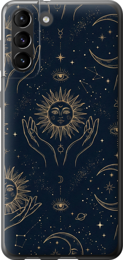 Celestial Harmony: Sun & Moon Gold Mystic Pattern