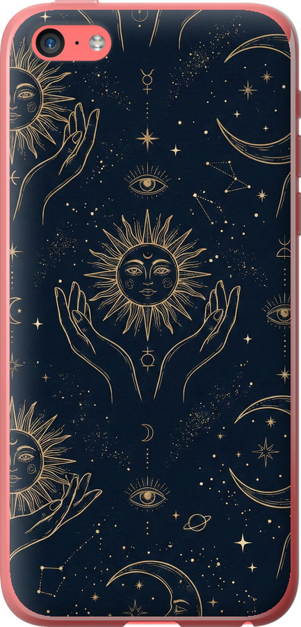 Celestial Harmony: Sun & Moon Gold Mystic Pattern