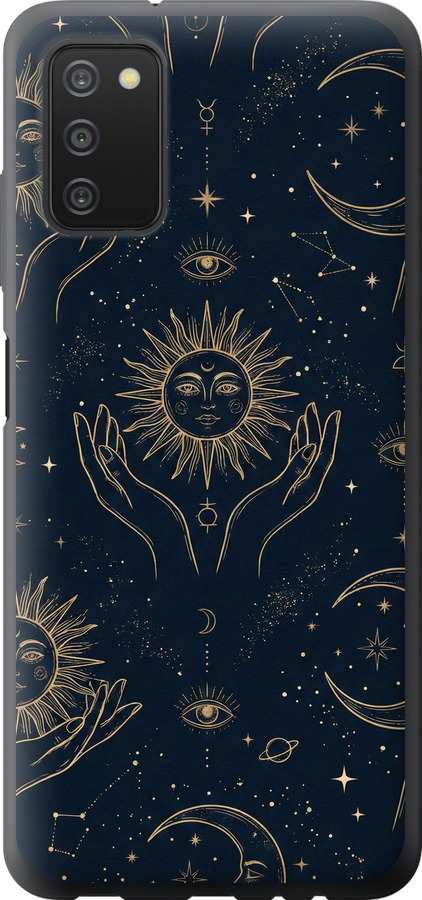Celestial Harmony: Sun & Moon Gold Mystic Pattern