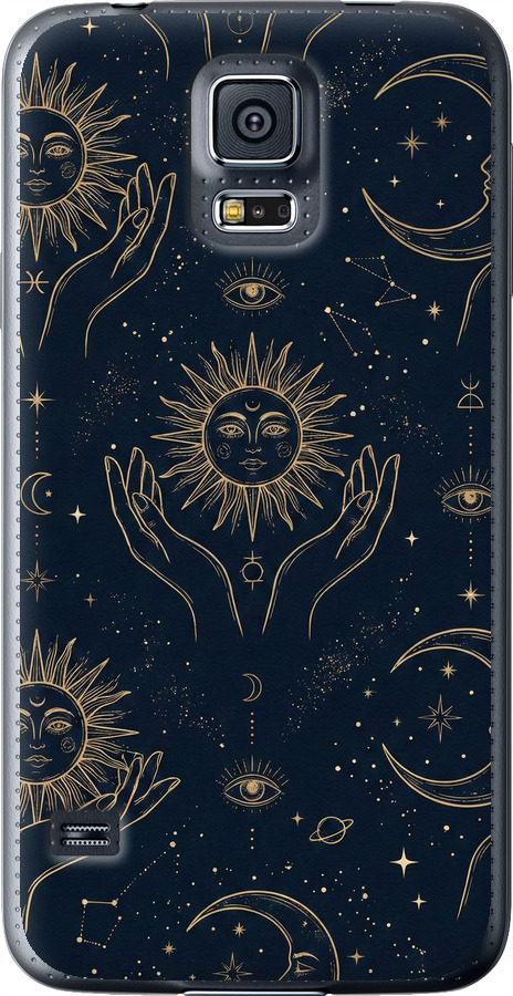 Celestial Harmony: Sun & Moon Gold Mystic Pattern