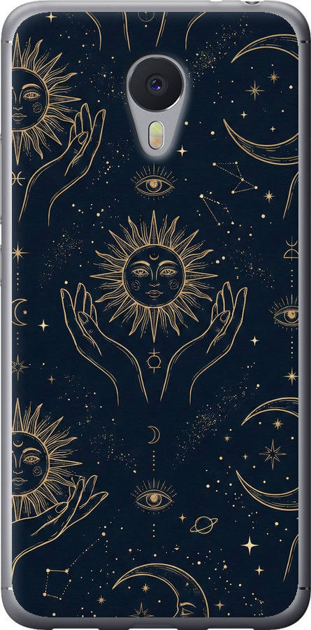Celestial Harmony: Sun & Moon Gold Mystic Pattern