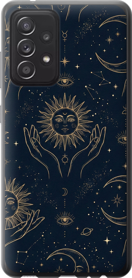 Celestial Harmony: Sun & Moon Gold Mystic Pattern
