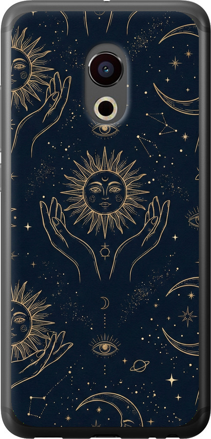 Celestial Harmony: Sun & Moon Gold Mystic Pattern
