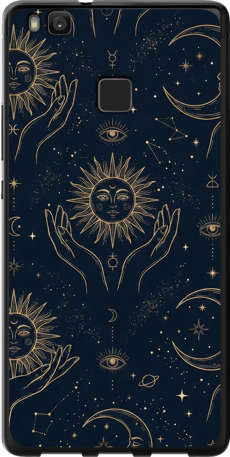 Celestial Harmony: Sun & Moon Gold Mystic Pattern