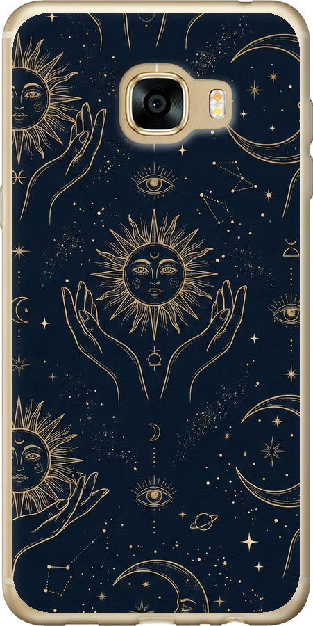 Celestial Harmony: Sun & Moon Gold Mystic Pattern