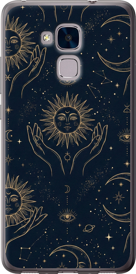 Celestial Harmony: Sun & Moon Gold Mystic Pattern