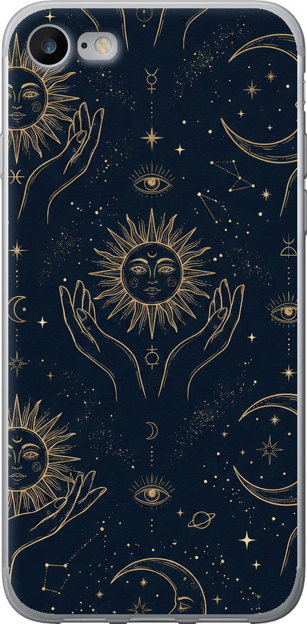 Celestial Harmony: Sun & Moon Gold Mystic Pattern
