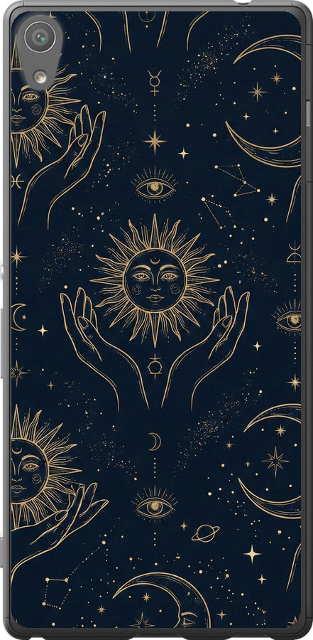 Celestial Harmony: Sun & Moon Gold Mystic Pattern