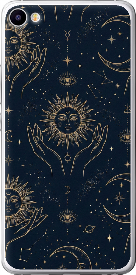 Celestial Harmony: Sun & Moon Gold Mystic Pattern