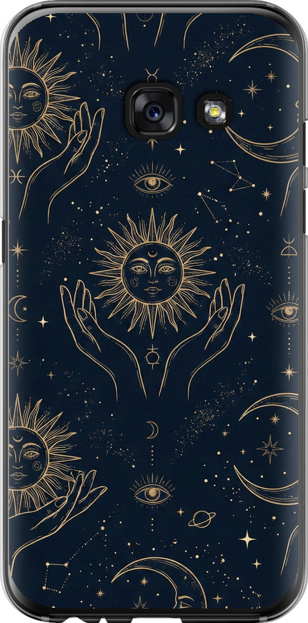 Celestial Harmony: Sun & Moon Gold Mystic Pattern
