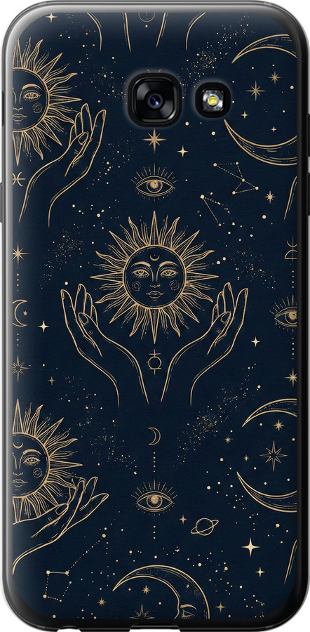 Celestial Harmony: Sun & Moon Gold Mystic Pattern