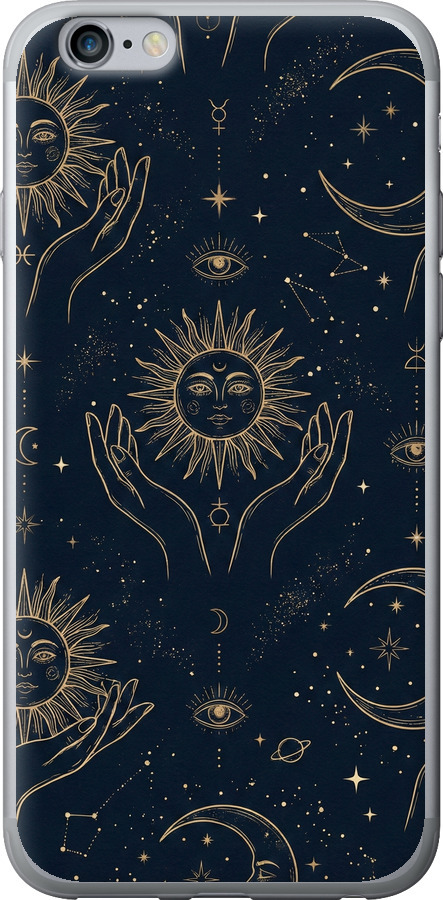 Celestial Harmony: Sun & Moon Gold Mystic Pattern