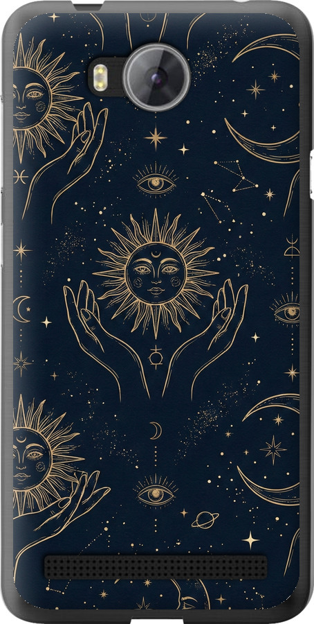 Celestial Harmony: Sun & Moon Gold Mystic Pattern