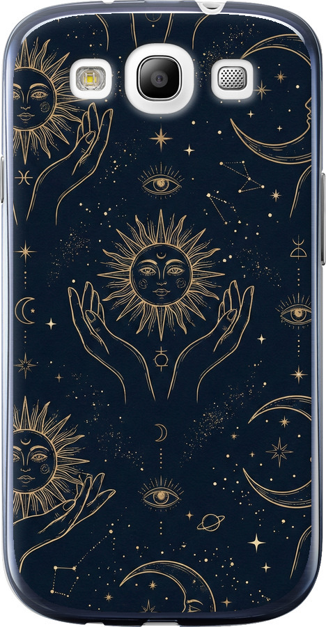 Celestial Harmony: Sun & Moon Gold Mystic Pattern