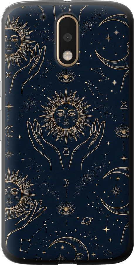 Celestial Harmony: Sun & Moon Gold Mystic Pattern