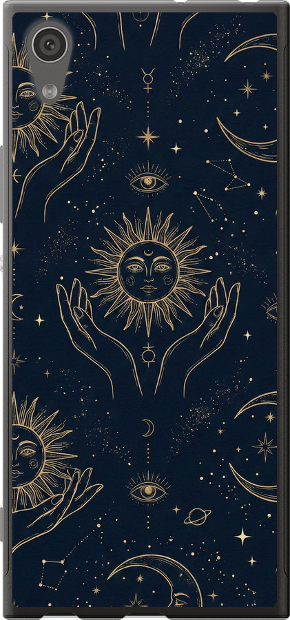 Celestial Harmony: Sun & Moon Gold Mystic Pattern