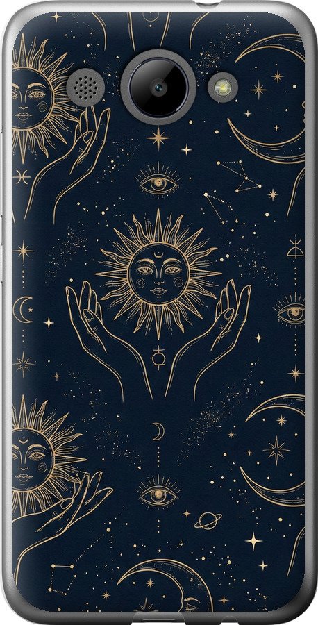 Celestial Harmony: Sun & Moon Gold Mystic Pattern