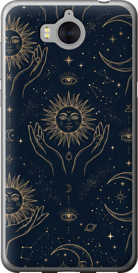 Celestial Harmony: Sun & Moon Gold Mystic Pattern