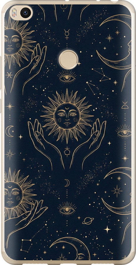 Celestial Harmony: Sun & Moon Gold Mystic Pattern