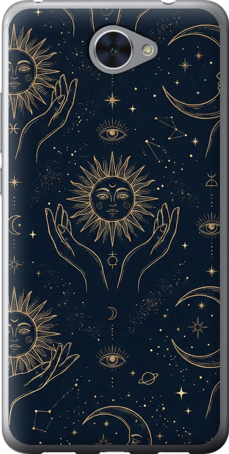 Celestial Harmony: Sun & Moon Gold Mystic Pattern