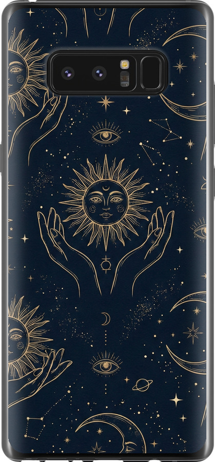 Celestial Harmony: Sun & Moon Gold Mystic Pattern