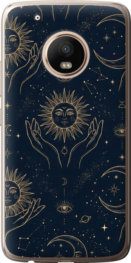 Celestial Harmony: Sun & Moon Gold Mystic Pattern