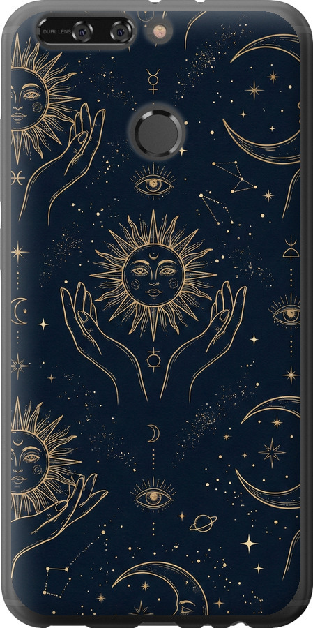 Celestial Harmony: Sun & Moon Gold Mystic Pattern