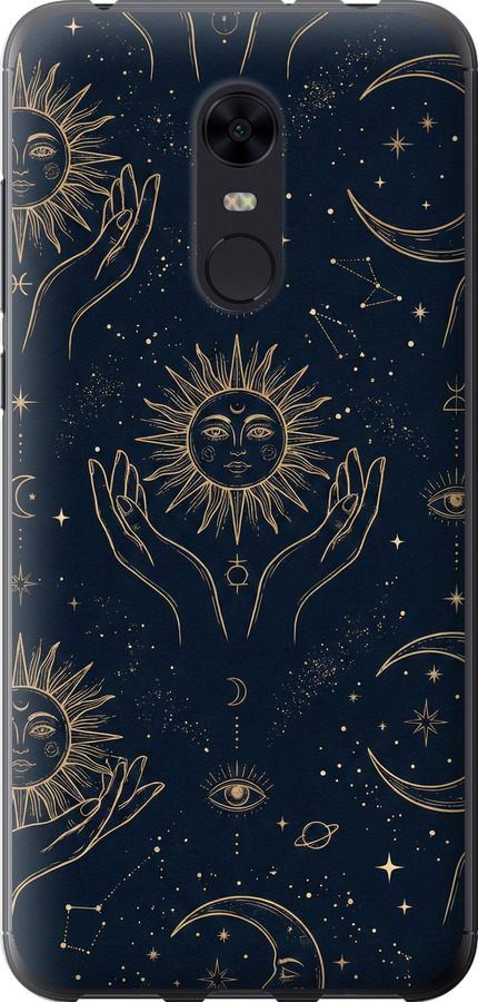 Celestial Harmony: Sun & Moon Gold Mystic Pattern
