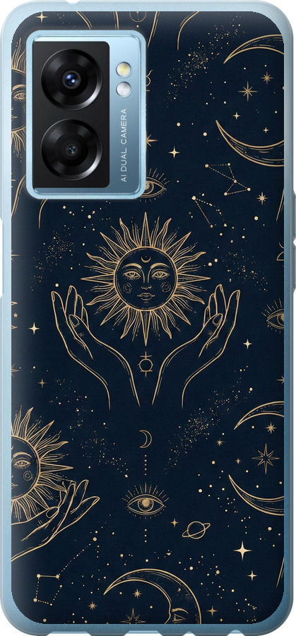 Celestial Harmony: Sun & Moon Gold Mystic Pattern
