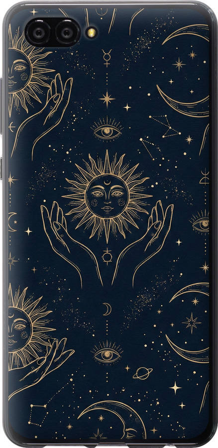 Celestial Harmony: Sun & Moon Gold Mystic Pattern