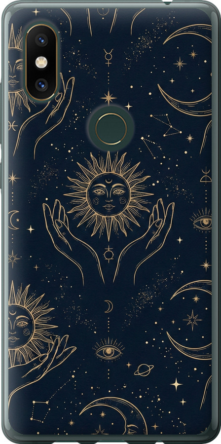 Celestial Harmony: Sun & Moon Gold Mystic Pattern
