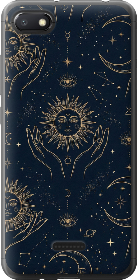 Celestial Harmony: Sun & Moon Gold Mystic Pattern