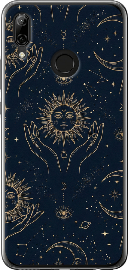 Celestial Harmony: Sun & Moon Gold Mystic Pattern
